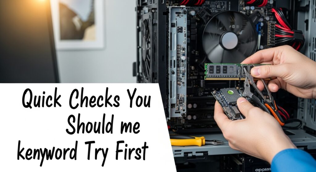 Check motherboard damage from GPU by reseating RAM and graphics card inside desktop PC, clear PCIe slot view.