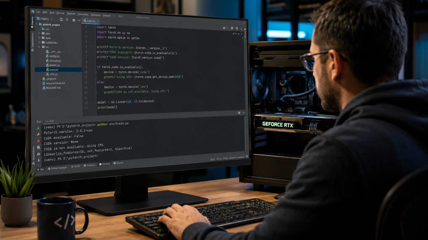 Torch is not able to use GPU error in PyTorch showing CUDA unavailable while troubleshooting NVIDIA GPU detection issue