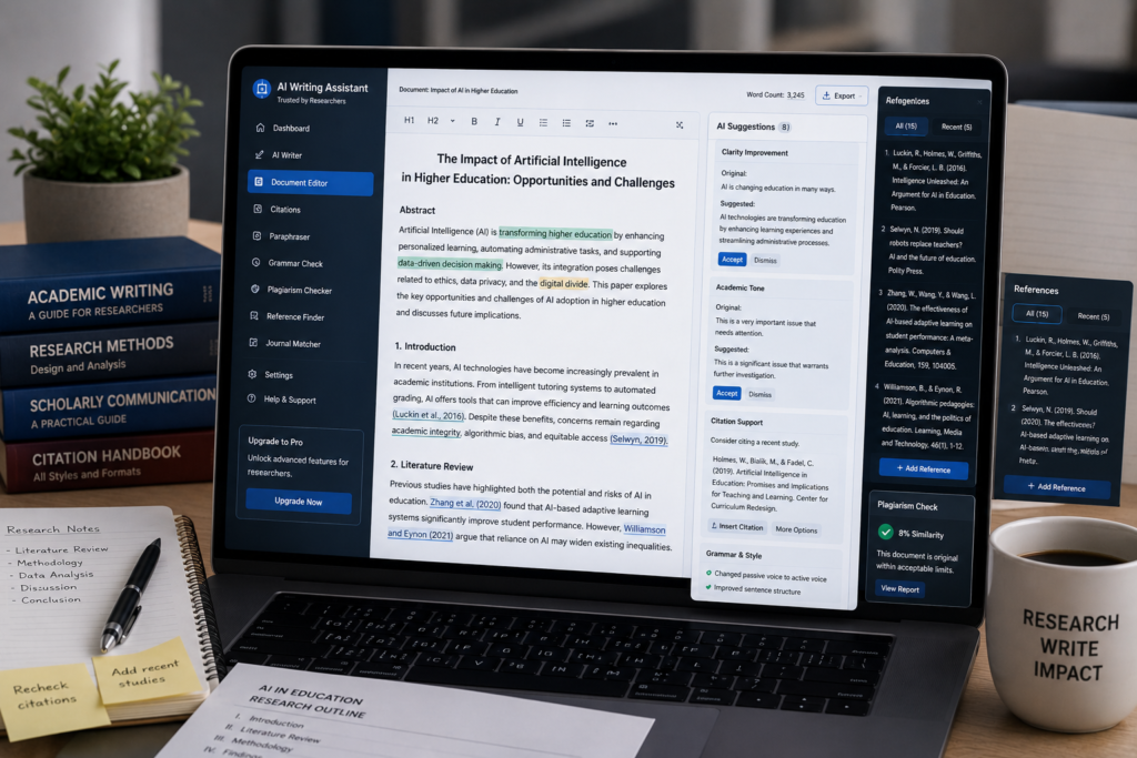 Paperpal AI academic writing assistant improving research papers essays grammar and academic language.